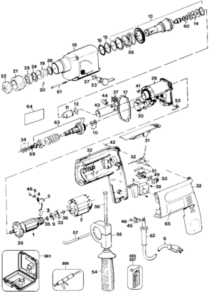 Default Diagram and Parts List for 5014K Type 101 Black and Decker Electric Drill
